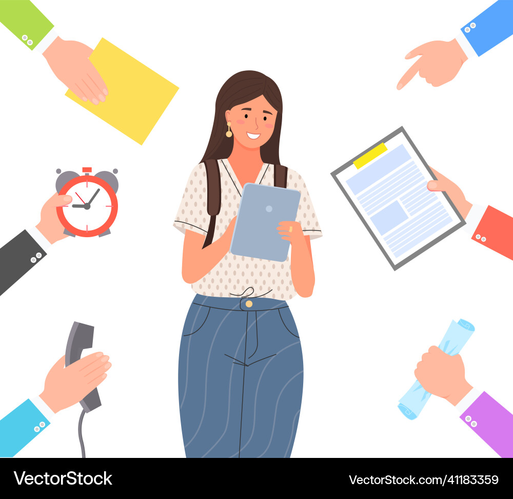 Multitasking overload at work brainstorming Multitasking overload at work brainstorming vector image