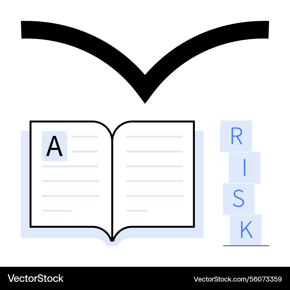 Open book with large arrow symbol above vector image