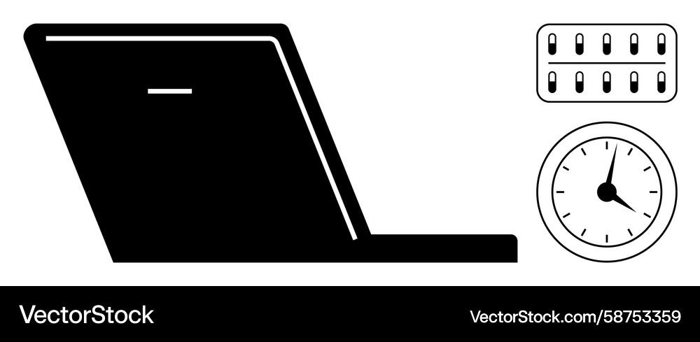 Productivity Laptop with Timer & Calendar Vector Image