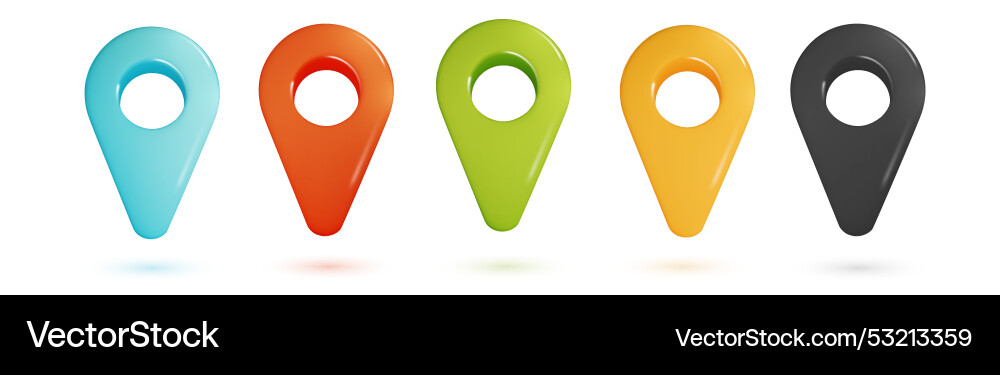 Realistic geolocation icons set on transparent Realistic geolocation icons set on transparent vector image