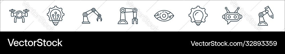 Robotics line icons linear set quality vector image