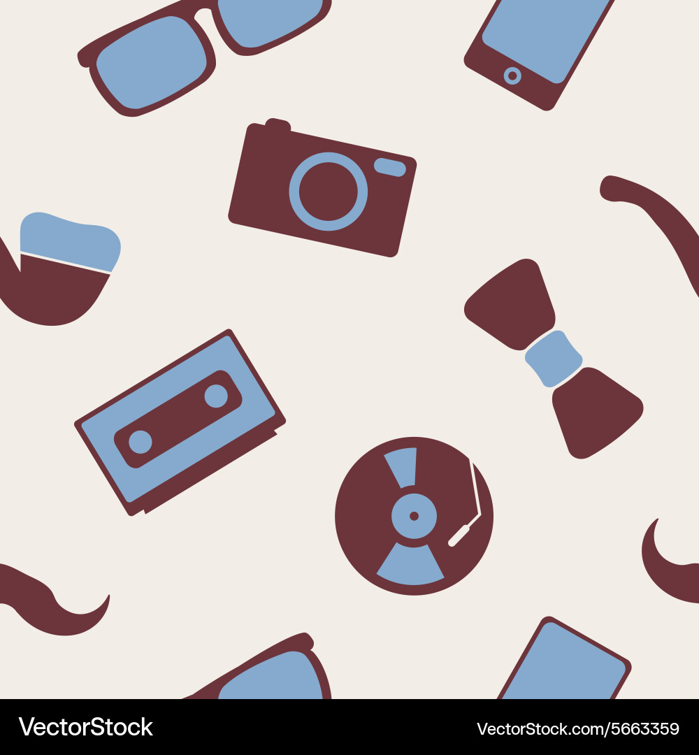 Seamless background with different hipster objects vector image