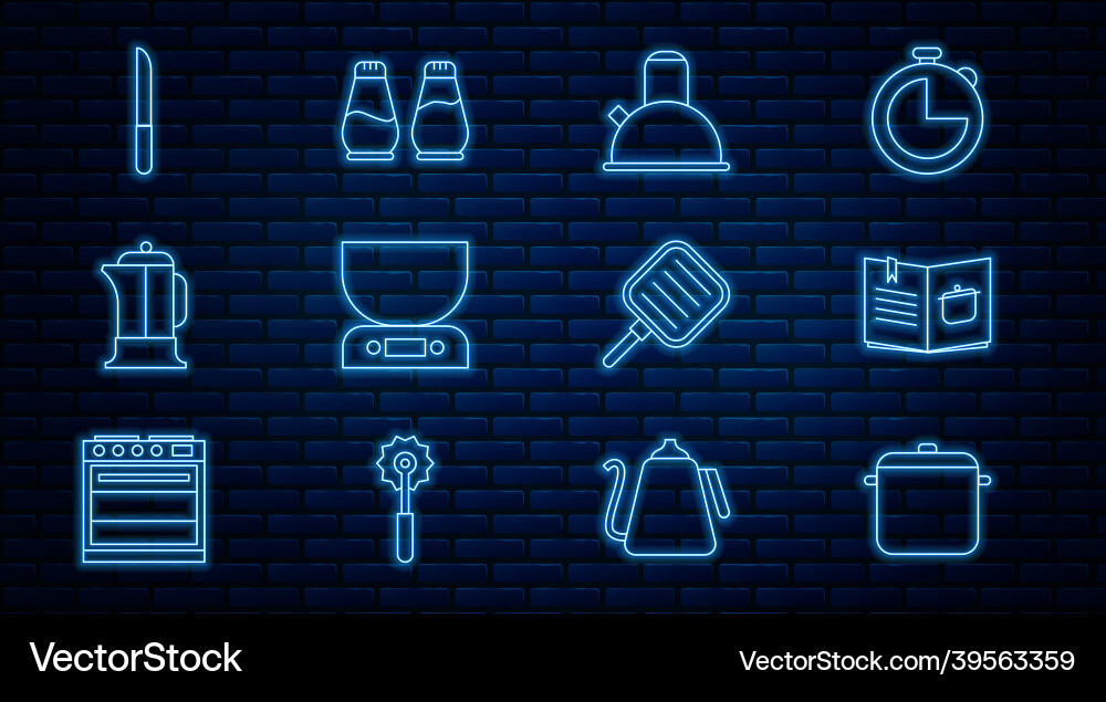Set line cooking pot cookbook kettle with handle Vector Image