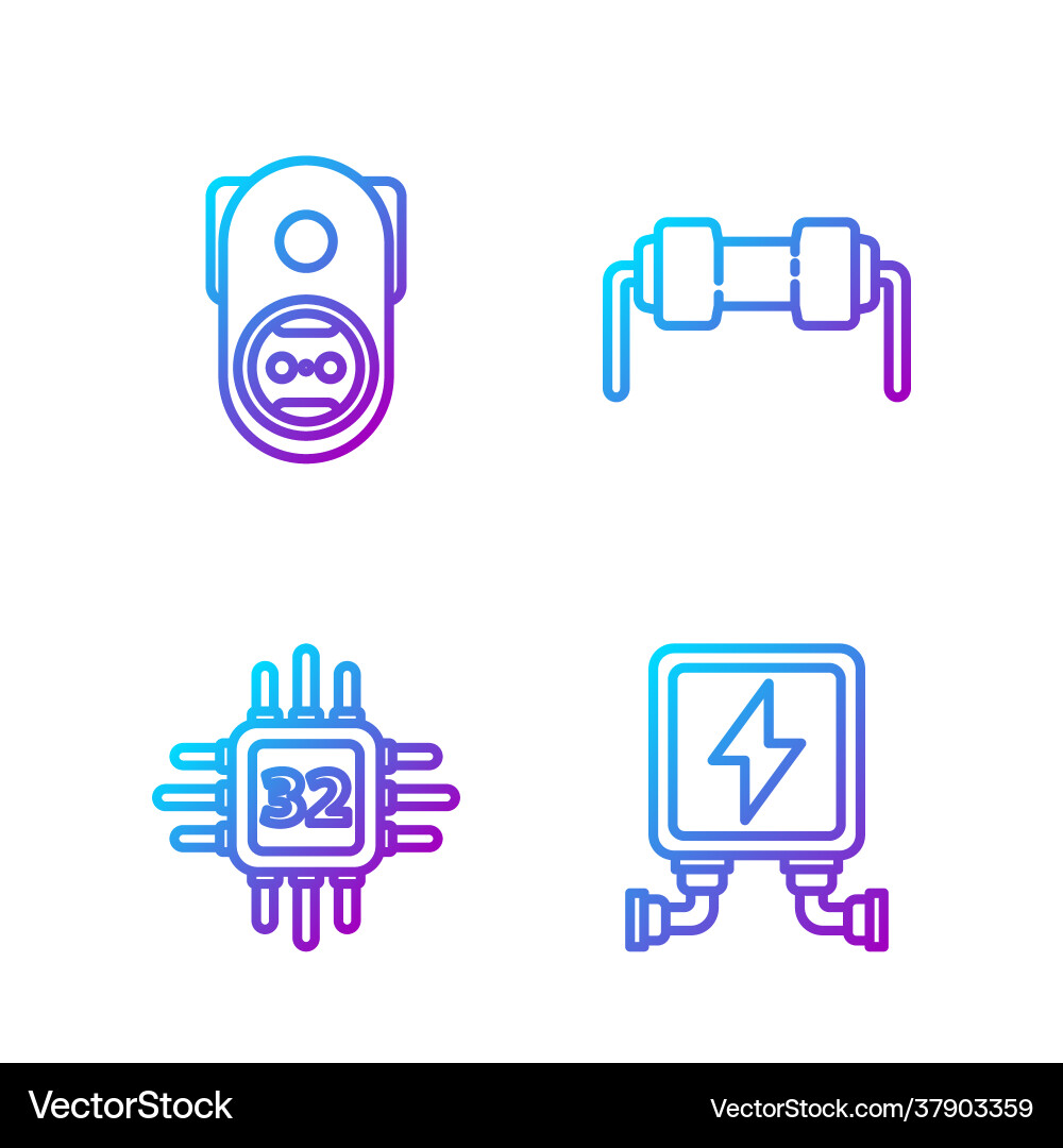 Set line electric transformer processor Set line electric transformer processor Vector Image
