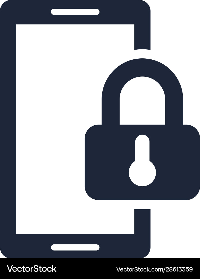 Smartphone device with padlock security Smartphone device with padlock security Vector Image
