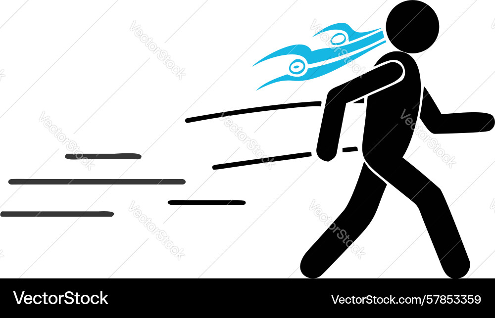 Stick figure running with motion lines design Vector Image