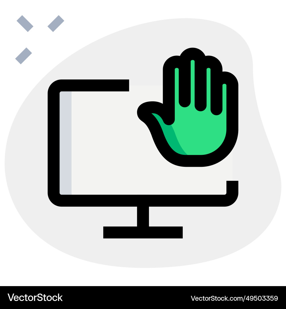 Using hand to stop desktop operations vector image