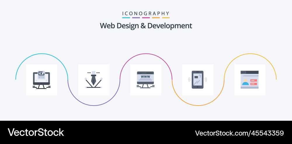 Web design and development flat 5 icon pack vector image