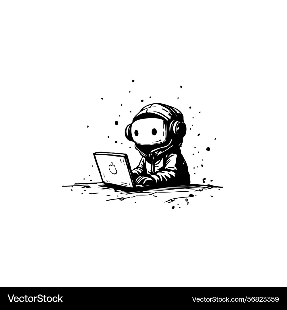 Whimsical astronaut coder a digital explorer vector image