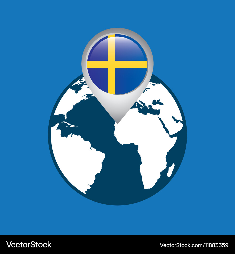 World map with pointer flag sweden vector image