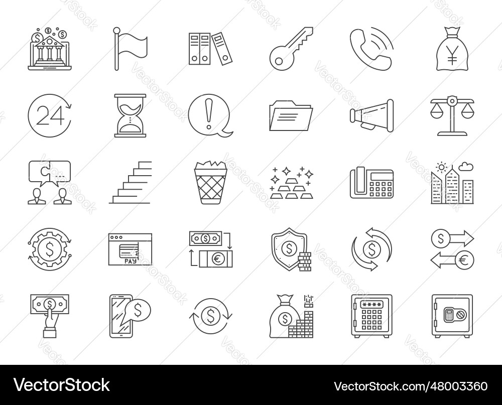 Business and finance office banking line Business and finance office banking line vector image