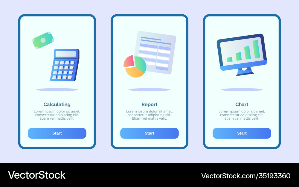 Calculating report chart for mobile apps template Calculating report chart for mobile apps template vector image