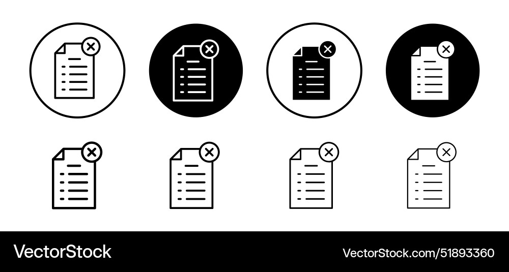 Cancel file icon set collection for web Cancel file icon set collection for web Vector Image