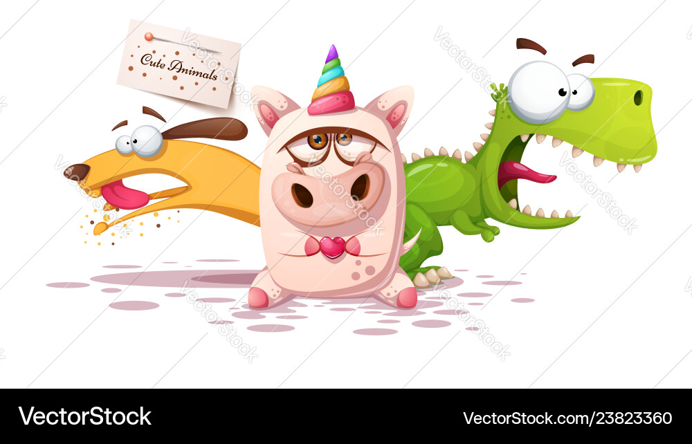 Dog rhino unicorn - cartoon characters vector image