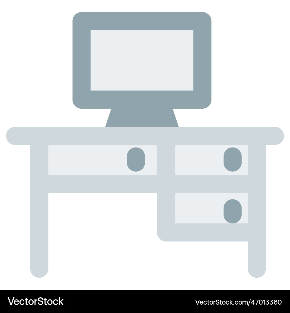 Multiple drawer desk used for computer vector image