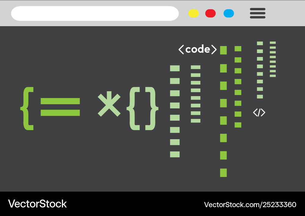 Programming code on a browser window vector image