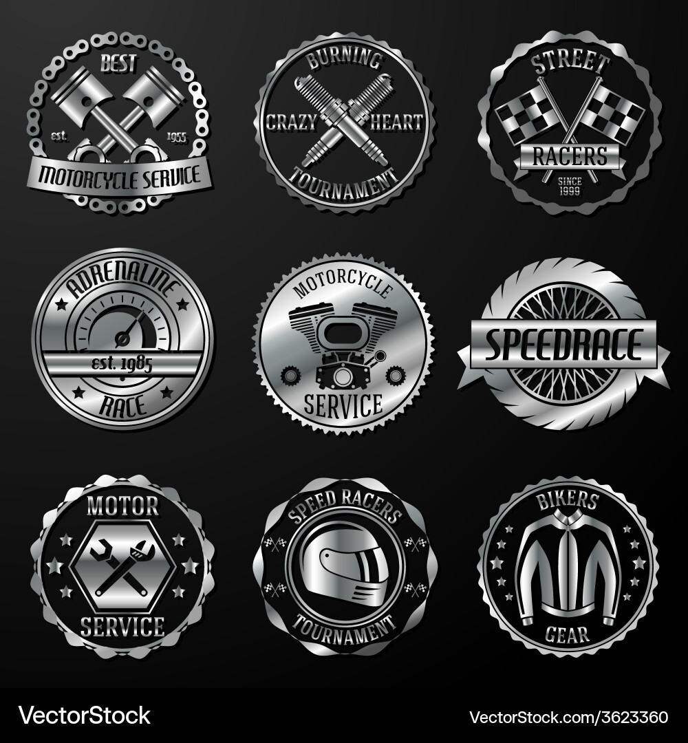 Racing emblems metallic Royalty Free Vector Image
