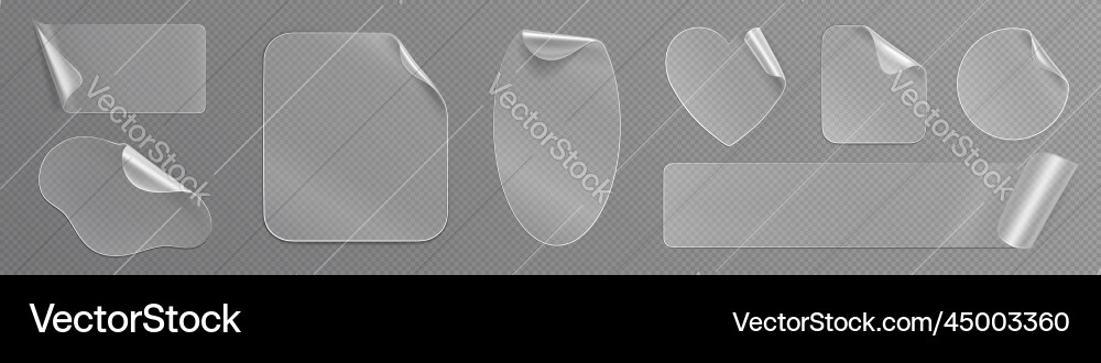 Realistic set of transparent stickers peel off vector image