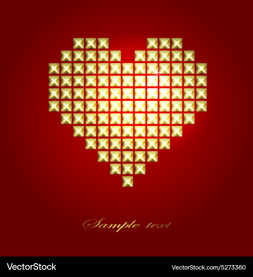 Red background with stud and retro heart vector image