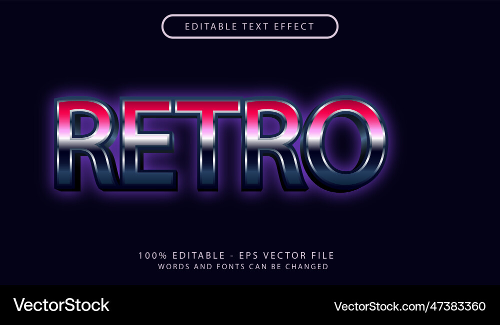 Retro 3d text effect and editable vector image
