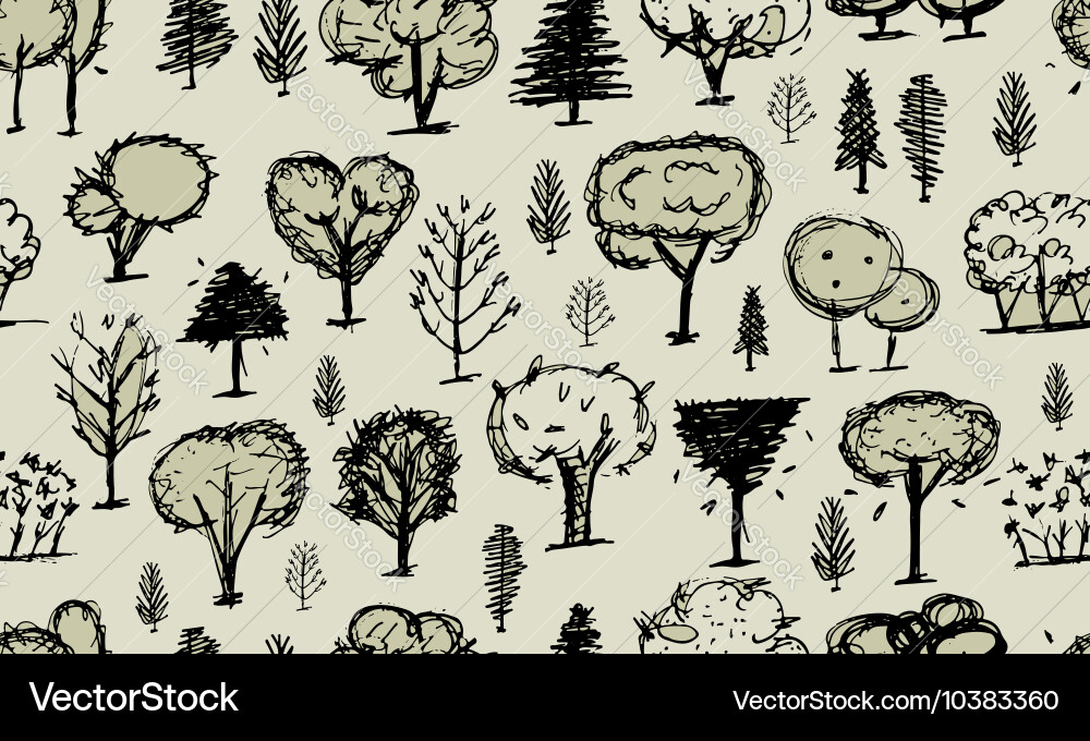 Seamless pattern with trees sketch for your vector image