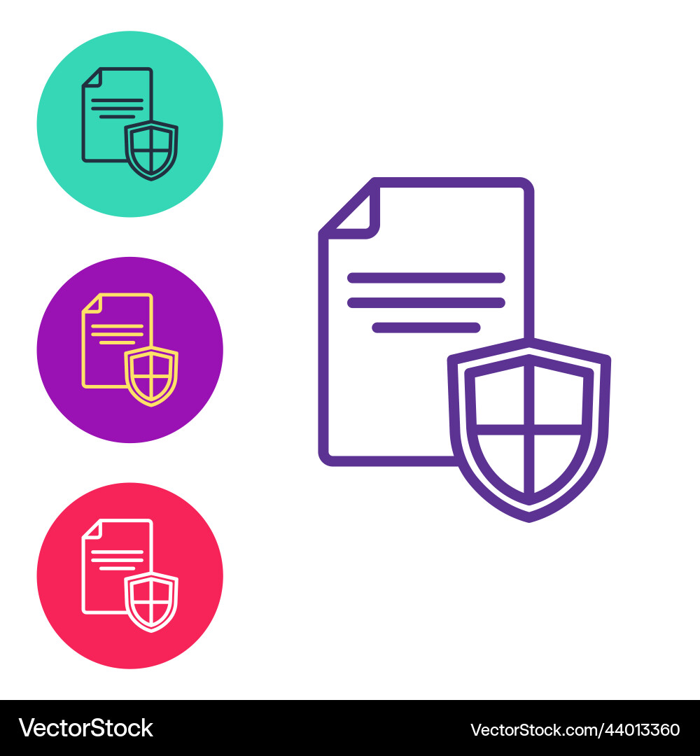 Set line contract with shield icon isolated Set line contract with shield icon isolated vector image