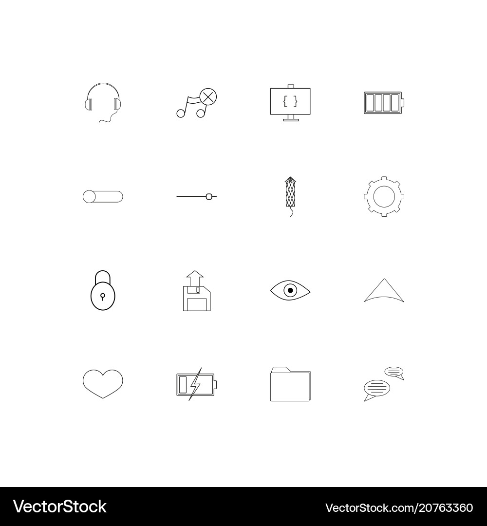 User interface linear thin icons set outlined Vector Image