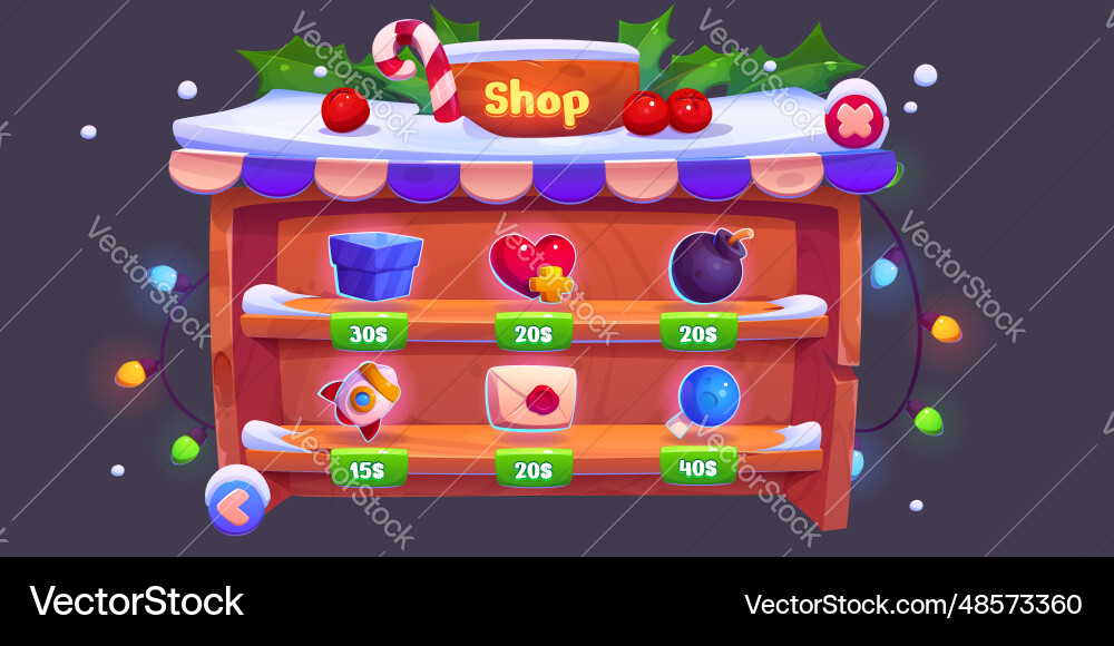 Winter gui game interface for mobile app shop Vector Image