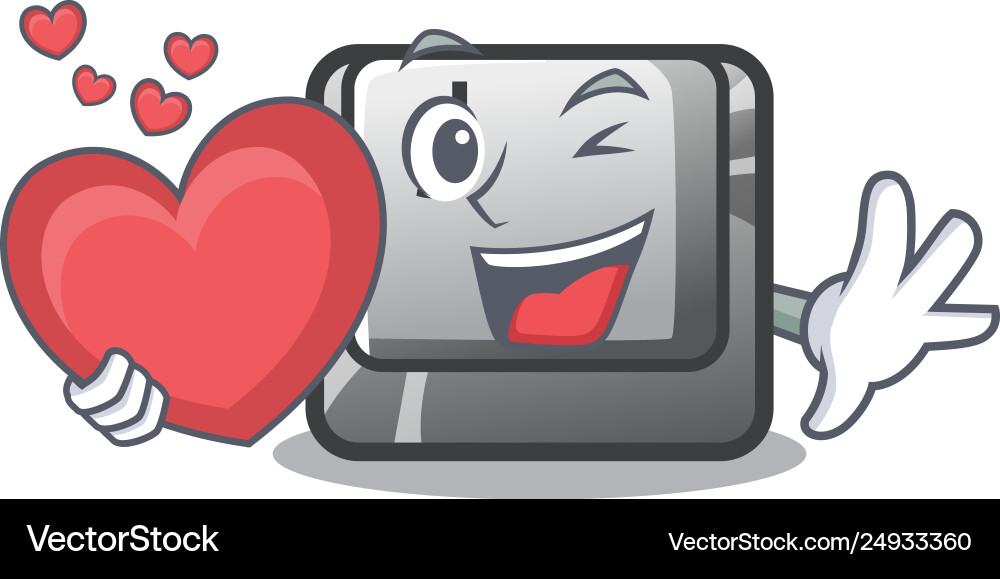 With heart button j on a computer character Vector Image