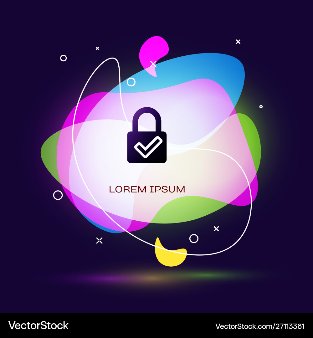 Black open padlock and check mark icon isolated Black open padlock and check mark icon isolated vector image