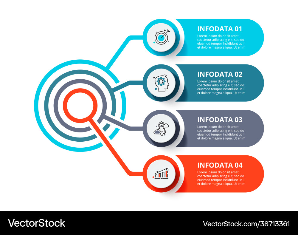 Business data visualization flowchart with 4 Business data visualization flowchart with 4 vector image