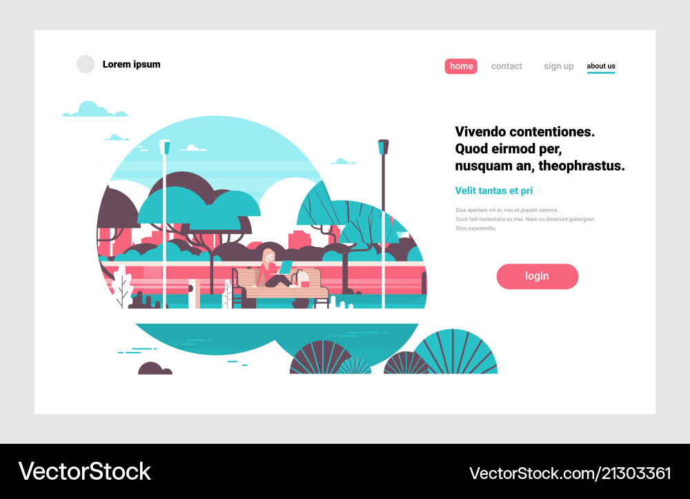 City park woman holding laptop sitting wooden City park woman holding laptop sitting wooden vector image