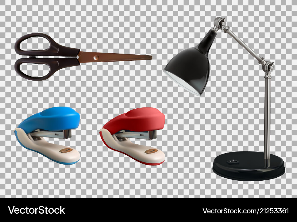 Collection of realistic stationery objects Collection of realistic stationery objects vector image
