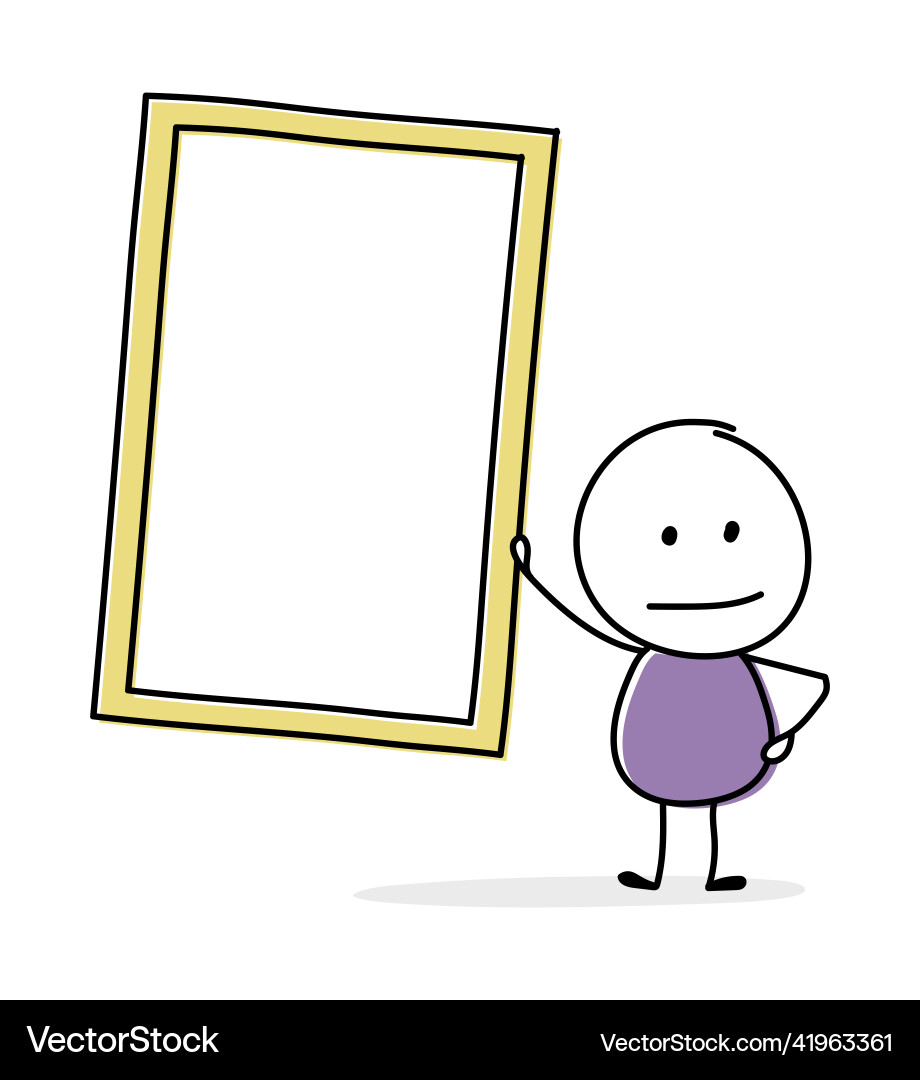 Contemplating stickman with empty board symbol Contemplating stickman with empty board symbol Vector Image