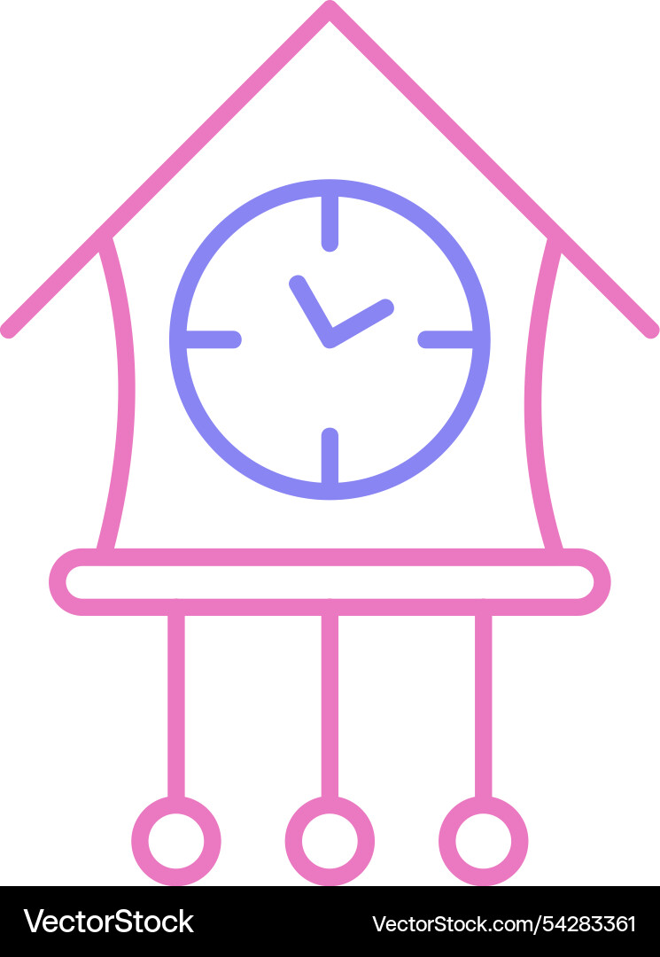 Cuckoo clock line two colour icon Vector Image