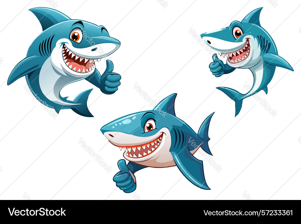 Cute shark with open mouth and showing sharp Vector Image