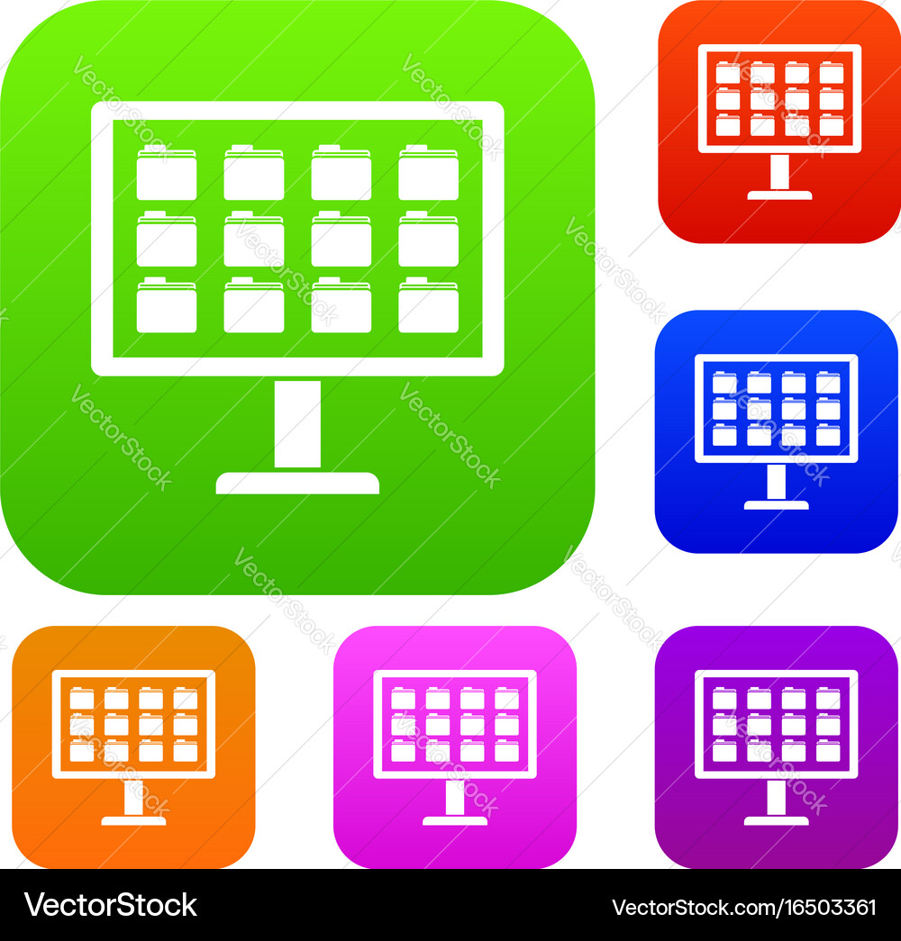 Desktop of computer with folders set collection vector image