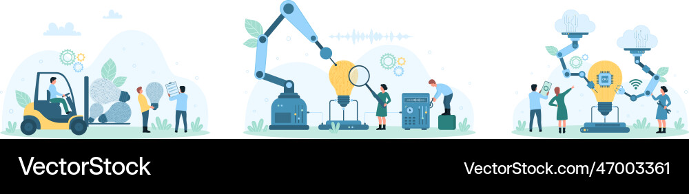 Digital project creation set tiny people create Digital project creation set tiny people create vector image