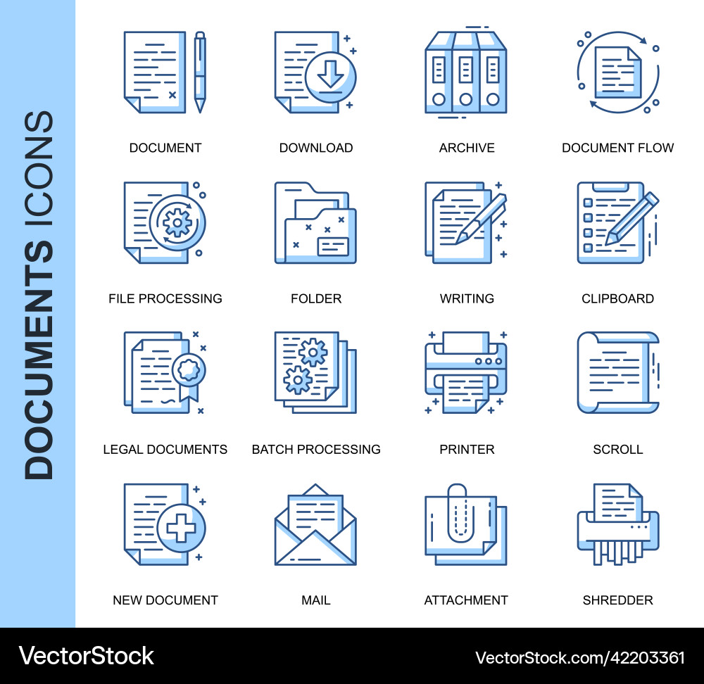 Document Icon Set - Line Style vector image