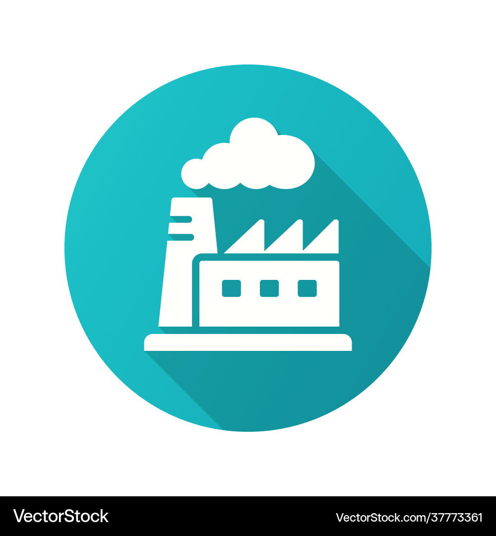 Factory icon with long shadow for graphic and web Factory icon with long shadow for graphic and web vector image