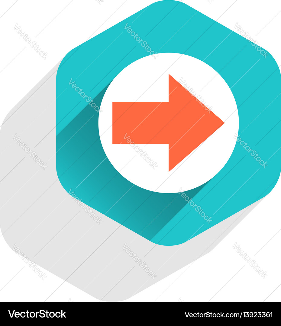 Flat arrow sign round icon hexagon button Flat arrow sign round icon hexagon button vector image