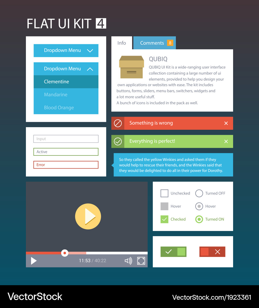 Flat UI Kit - Mobile & Web Interface vector image