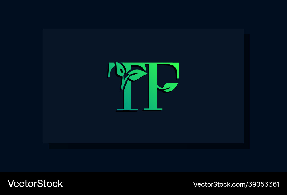 Minimal leaf style initial tf logo vector image