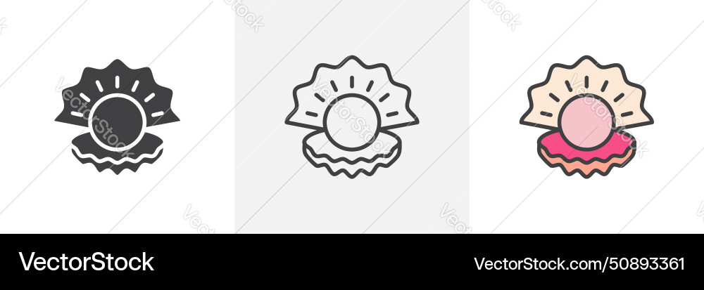 Pearl in the open shell icon set seashell Vector Image