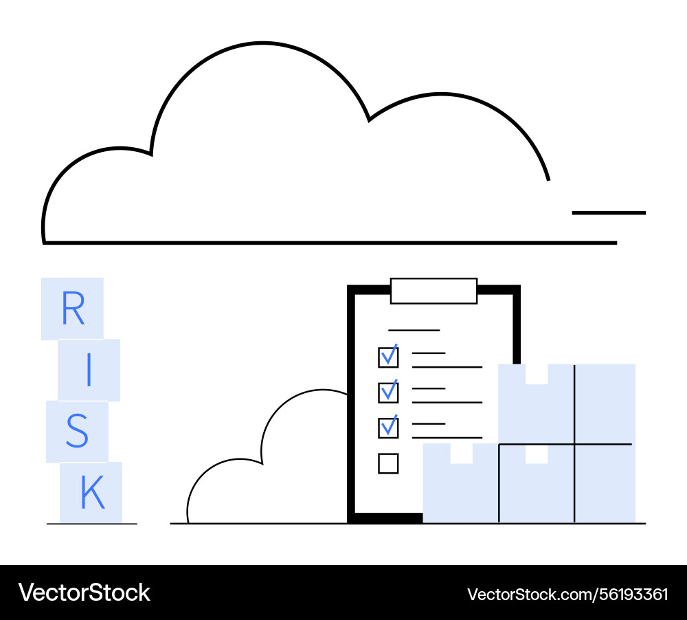 Risk management checklist with cloud elements Vector Image