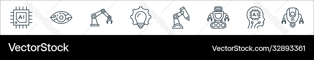 Robotics line icons linear set quality Robotics line icons linear set quality vector image