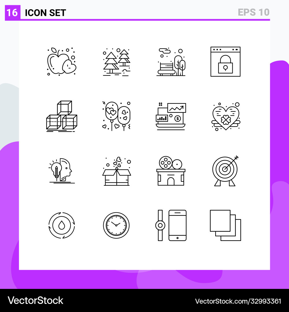 Set 16 outlines on grid for design password Vector Image