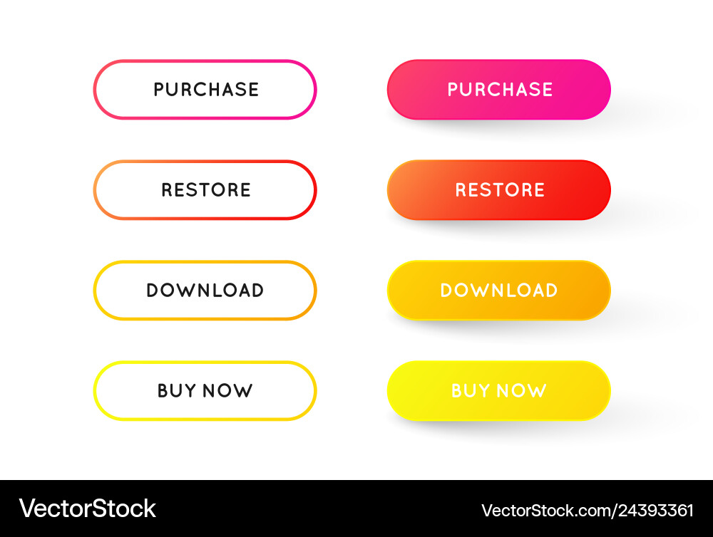 Set of modern material style buttons different Set of modern material style buttons different vector image