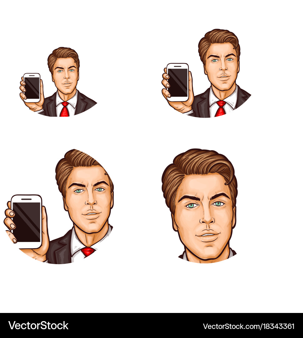 Set of pop art round avatar icon for users Vector Image