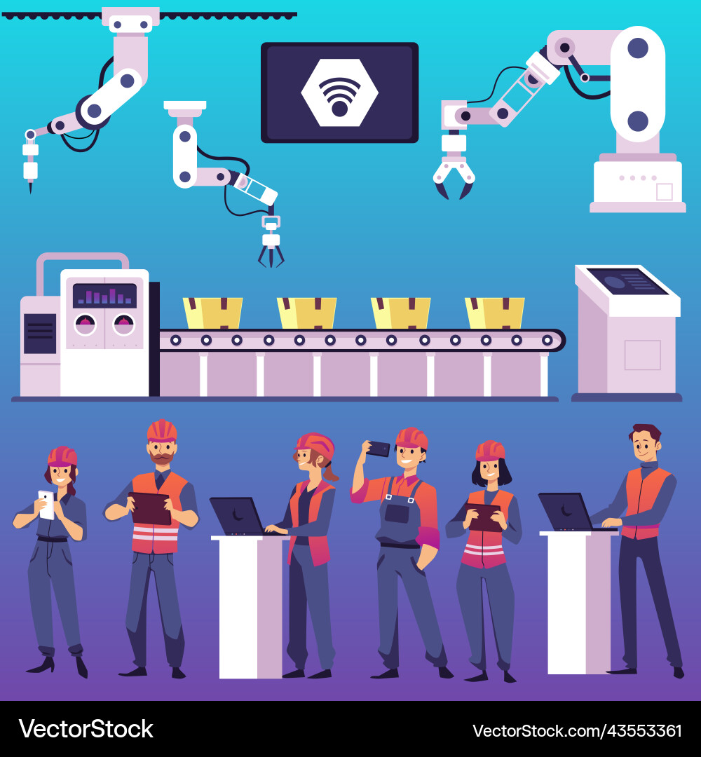 Smart Factory Automation & Robotics vector image